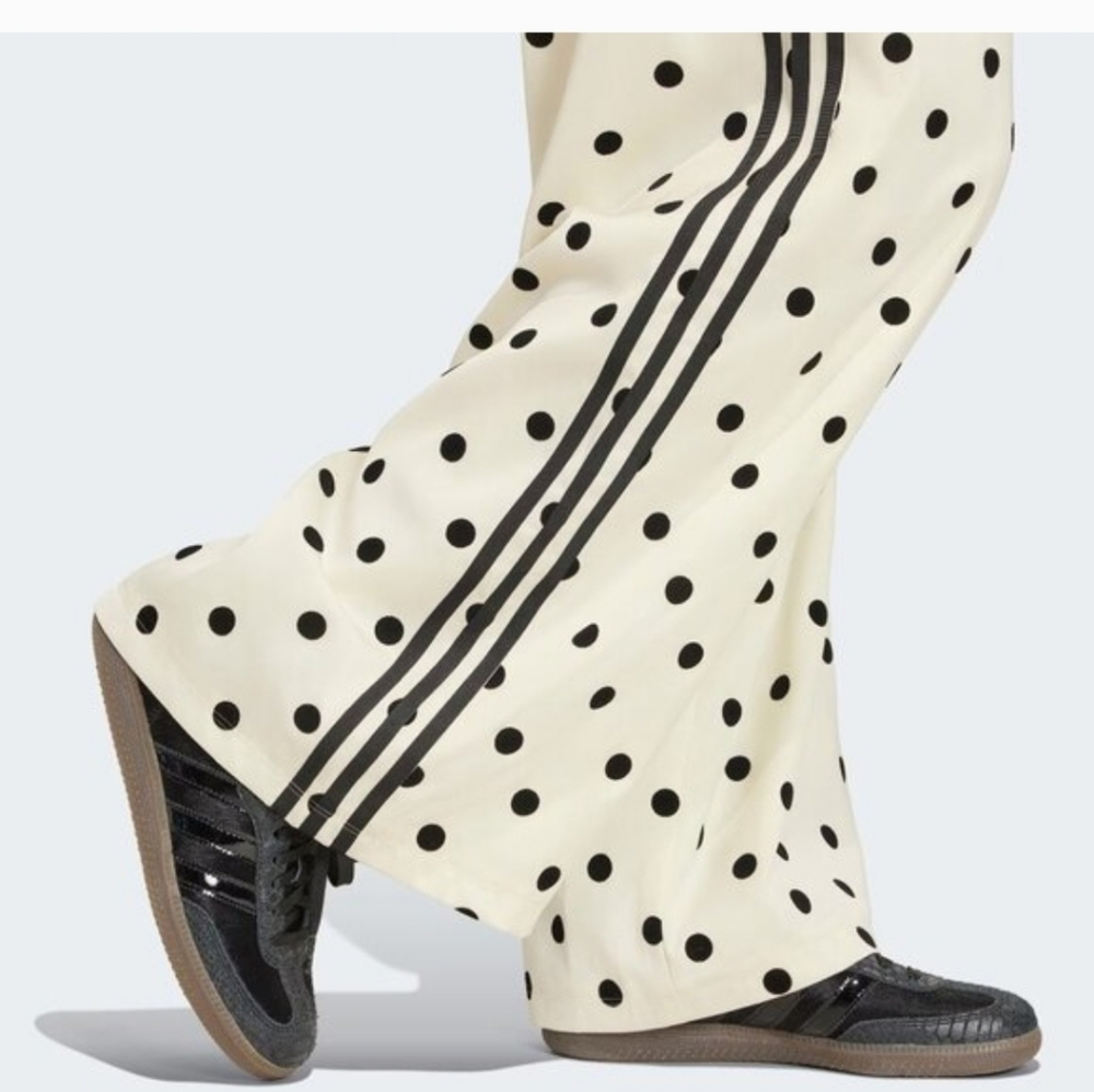 adidas Cream and Black Polka Dot Wide-Leg Track Pants - Picture 3 of 6